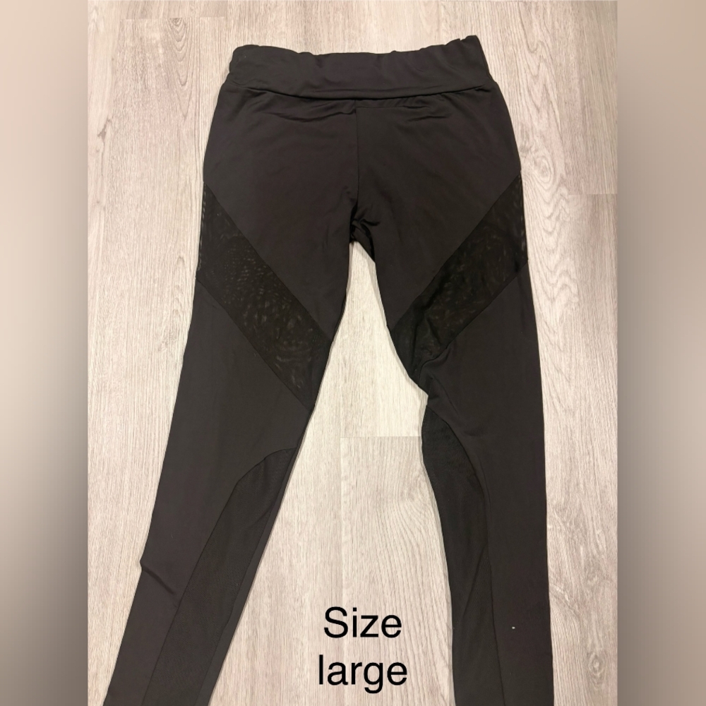 Black Athletic Leggings w/ Sheer Cutouts